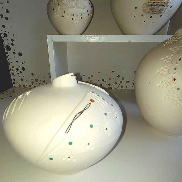 5 PC LOT OF VINTAGE "SHARLEEN PEDRO" SIGNED HANDMADE LAGUNA NM RARE VASES - Picture 3 of 9